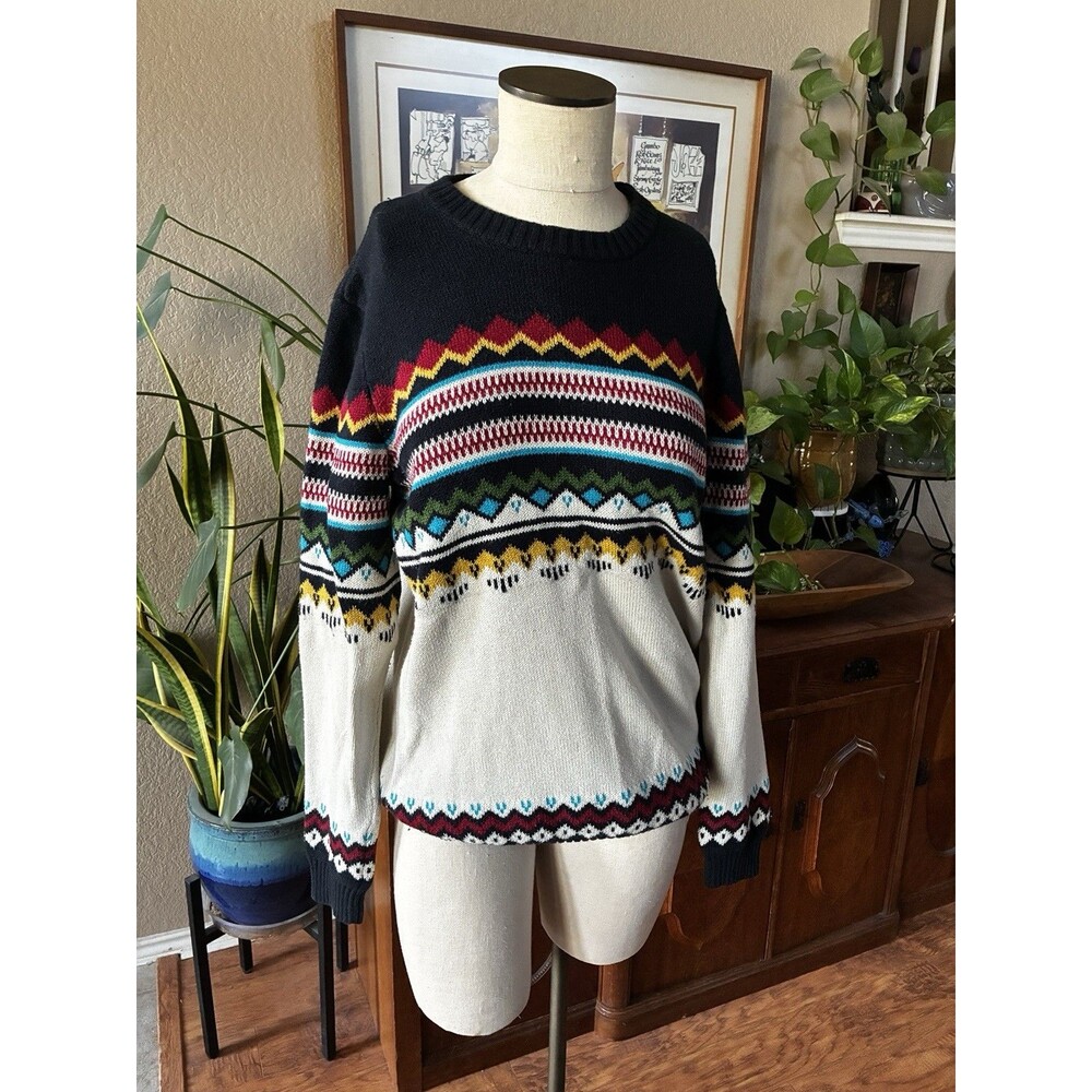 American Eagle Seriously Soft Sweater Mens Medium Classic Fit Fair Isle Nordic